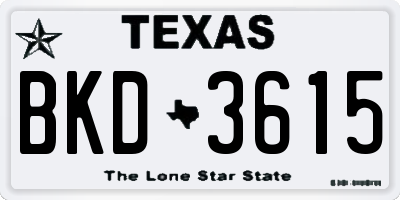 TX license plate BKD3615