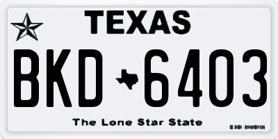 TX license plate BKD6403