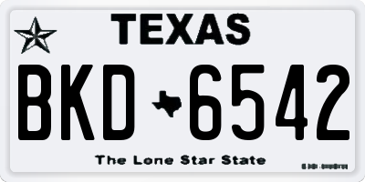 TX license plate BKD6542