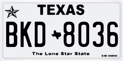 TX license plate BKD8036