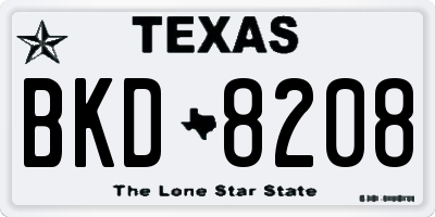 TX license plate BKD8208