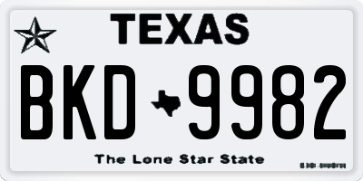 TX license plate BKD9982