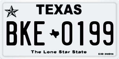 TX license plate BKE0199