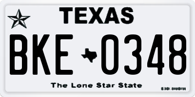 TX license plate BKE0348