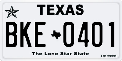 TX license plate BKE0401