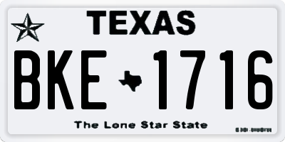TX license plate BKE1716