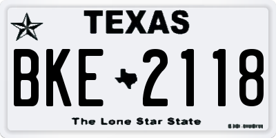 TX license plate BKE2118