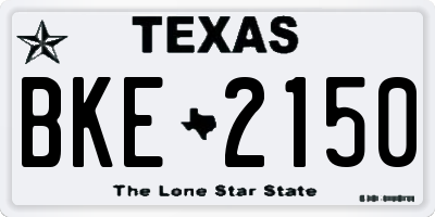 TX license plate BKE2150