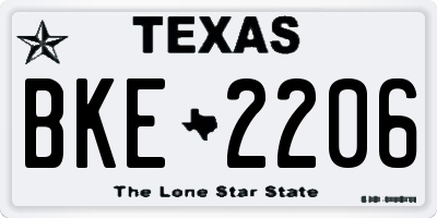 TX license plate BKE2206