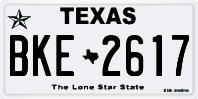 TX license plate BKE2617
