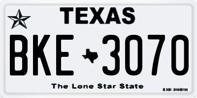 TX license plate BKE3070