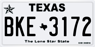 TX license plate BKE3172