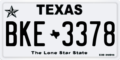 TX license plate BKE3378
