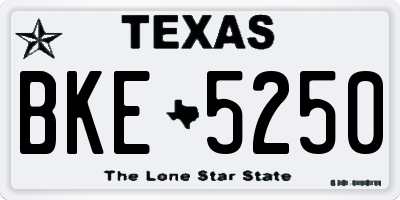 TX license plate BKE5250