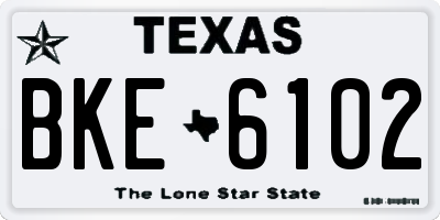TX license plate BKE6102