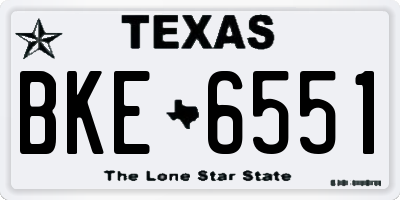 TX license plate BKE6551