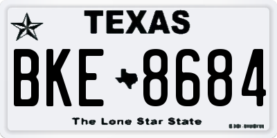 TX license plate BKE8684