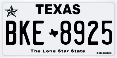 TX license plate BKE8925