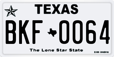 TX license plate BKF0064