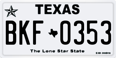 TX license plate BKF0353