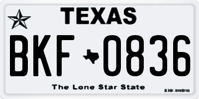 TX license plate BKF0836