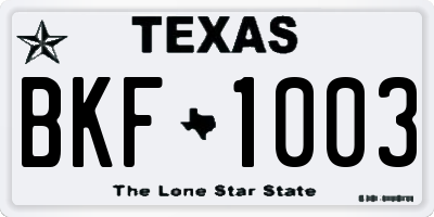 TX license plate BKF1003