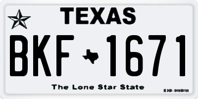 TX license plate BKF1671