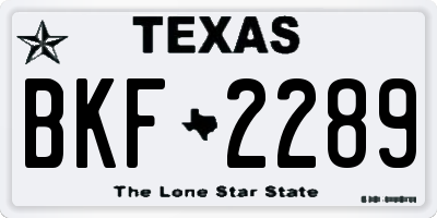 TX license plate BKF2289