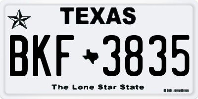 TX license plate BKF3835