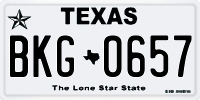 TX license plate BKG0657