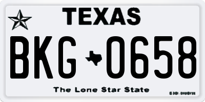 TX license plate BKG0658