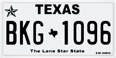 TX license plate BKG1096