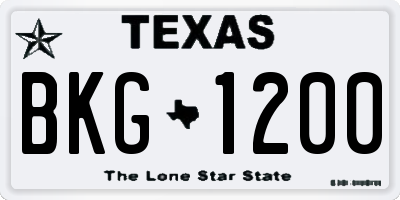 TX license plate BKG1200