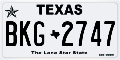 TX license plate BKG2747