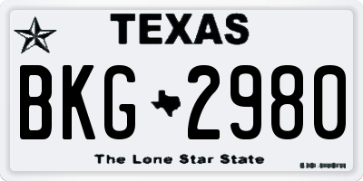 TX license plate BKG2980