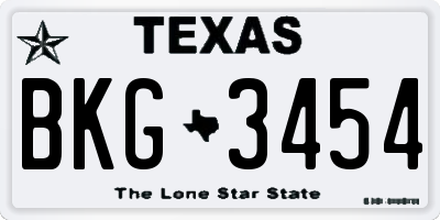 TX license plate BKG3454