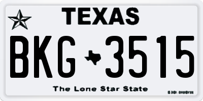 TX license plate BKG3515