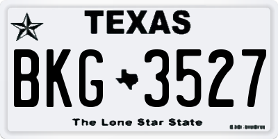 TX license plate BKG3527