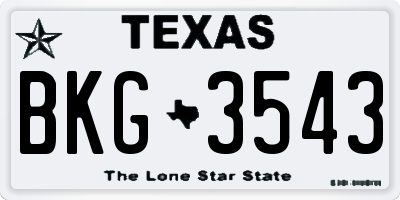 TX license plate BKG3543
