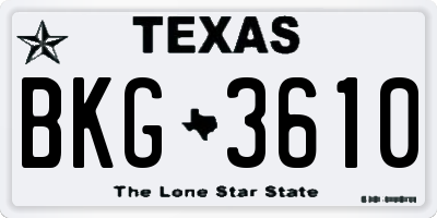 TX license plate BKG3610
