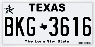 TX license plate BKG3616