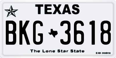 TX license plate BKG3618