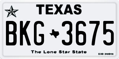 TX license plate BKG3675