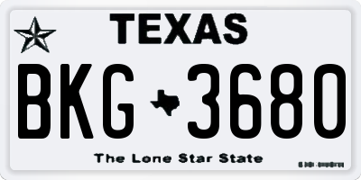 TX license plate BKG3680