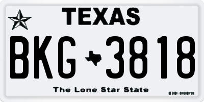 TX license plate BKG3818