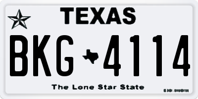 TX license plate BKG4114