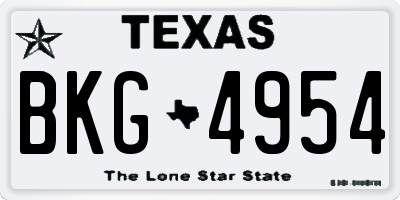TX license plate BKG4954
