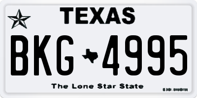 TX license plate BKG4995