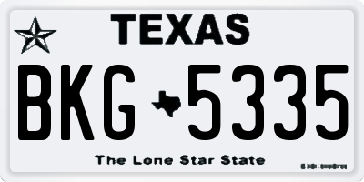 TX license plate BKG5335