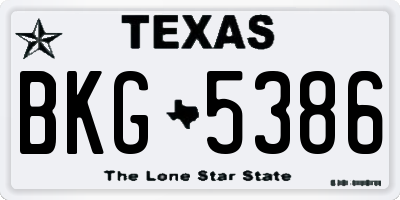TX license plate BKG5386
